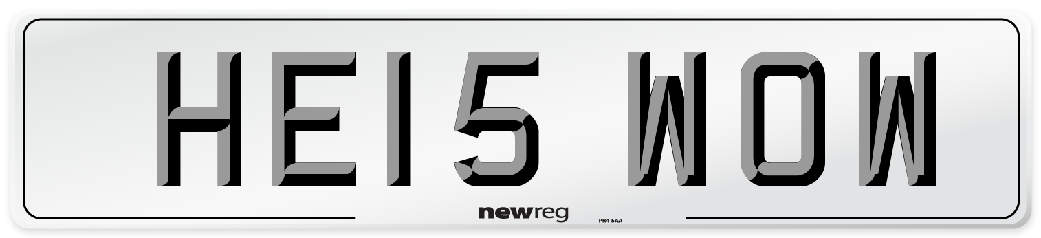 HE15 WOW Number Plate from New Reg